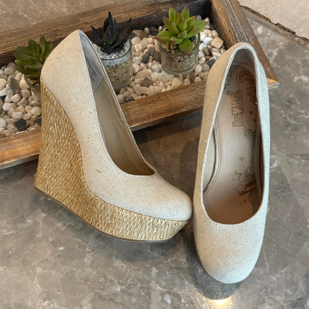Brash Cream and Tan Wedge Shoes